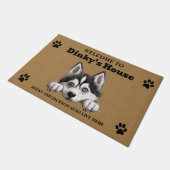 Schattigee Siberische Husky Dog Foto Deurmat (Schuin)