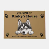 Schattigee Siberische Husky Dog Foto Deurmat (Voorkant)