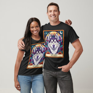 Schattigee Siberische Husky Dog Tarot Kaart T-shirt