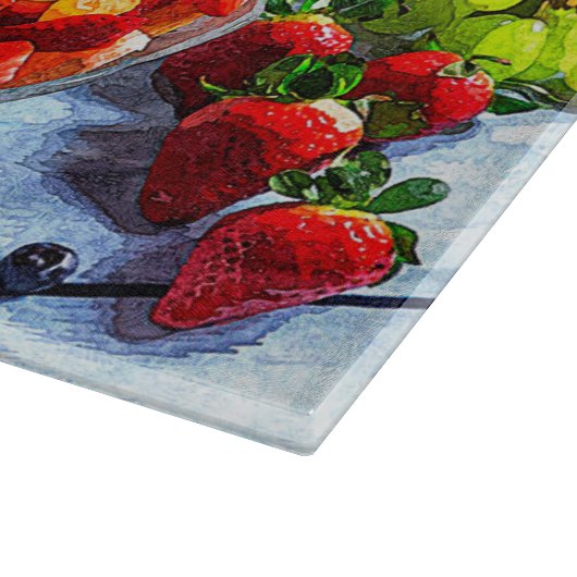 Schattigee Sinaasappels Druiven Aardbeien Bloemen Snijplank (Hoek)