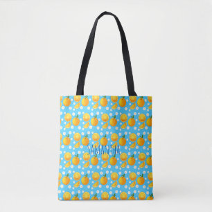 Schattigee sinaasappels en witte bloemen draagtas