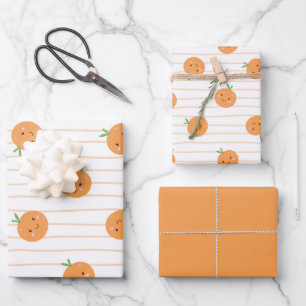 Schattigee Sinaasappels Print - Inpakpapier Set Vel