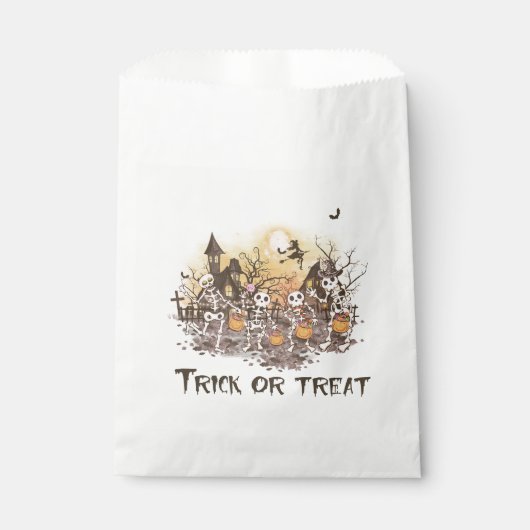 Schattigee Skeletten Trick or treat Halloween Bedankzakje (Voorkant)