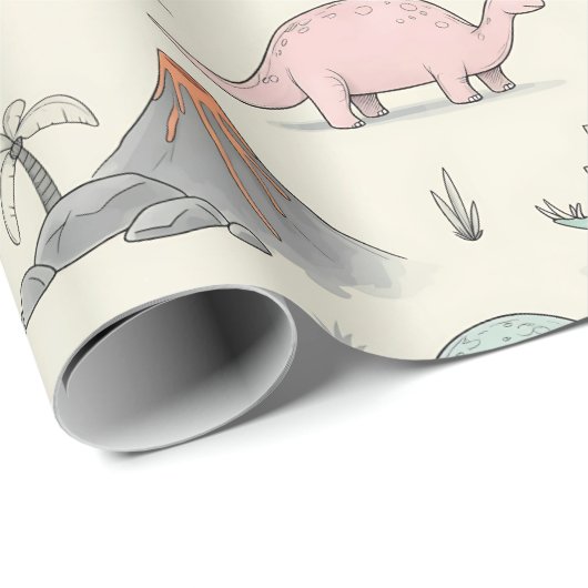 Schattigee Sketchy Dinosaurs bij Jurassic Land Cadeaupapier (Rol Hoek)