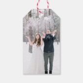 Schattigee Ski Cupid Winter Trouwfoto Cadeaulabel (Achterkant)