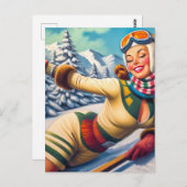 Schattigee  Ski Pin-Up Briefkaart (Voorkant / Achterkant)