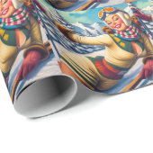 Schattigee Ski Pin-Up Cadeaupapier (Rol Hoek)