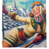 Schattigee  Ski Pin-Up Douchegordijn (Voorkant)