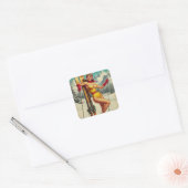 Schattigee  Ski Pin Up Vierkante Sticker (Envelop)