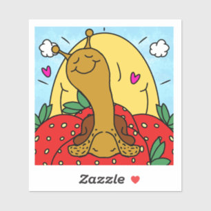 Schattigee slak aardbeien en zomerzon glimlacht sticker