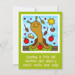 Schattigee slak Apple-y Sweet Smiles Herfst Briefkaart