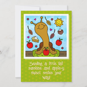 Schattigee slak Apple-y Sweet Smiles Herfst Kaart
