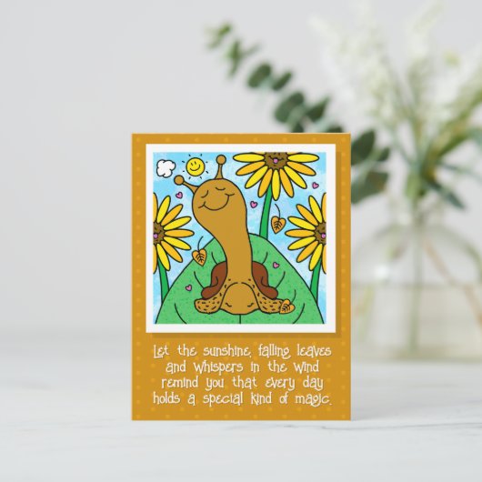 Schattigee slak Herfst zonnebloem tuin denken aan Briefkaart (Staand voorkant)