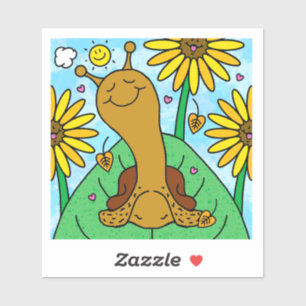 Schattigee Slak Herfst Zonnebloem Tuin Vinyl Sticker