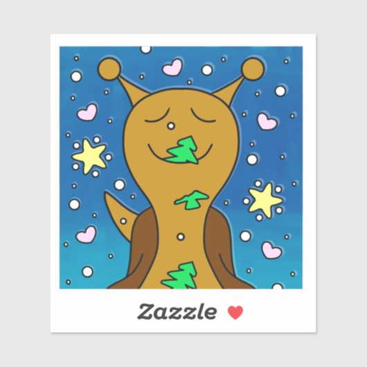 Schattigee slak met kerstkoekje | vinyl sticker (Vel)