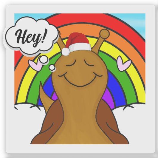 Schattigee slak met regenboog vrolijk kerstfeest | sticker (Voorkant)