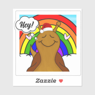 Schattigee slak met regenboog vrolijk kerstfeest sticker
