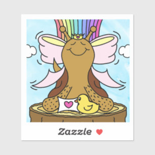 Schattigee Slak Roze Haar Ribbon Meisje Lachen Sticker