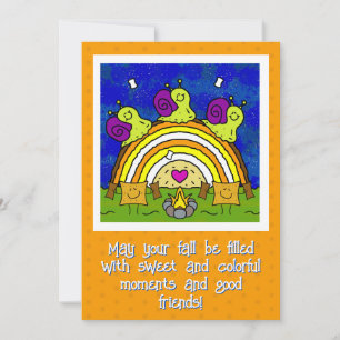 Schattigee slakken kruisen regenboog log Herfst Kaart