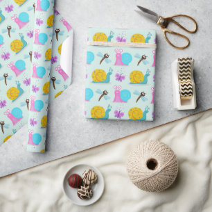 Schattigee slakken, vlinders en libellen cadeaupapier