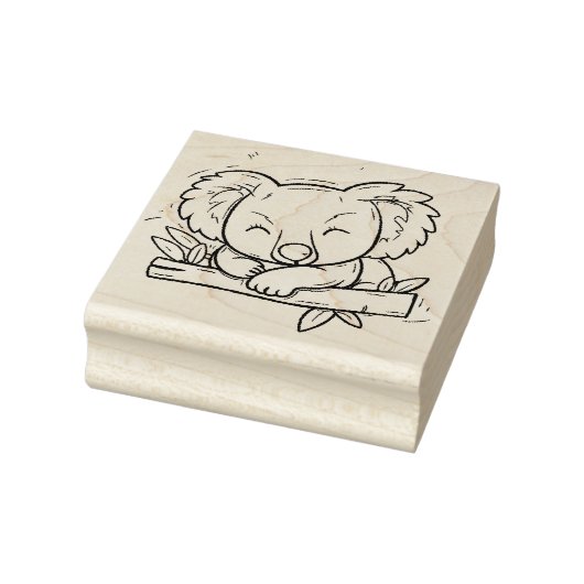 Schattigee Slapen Koala op Branch Outline Rubberstempel (Stempel)
