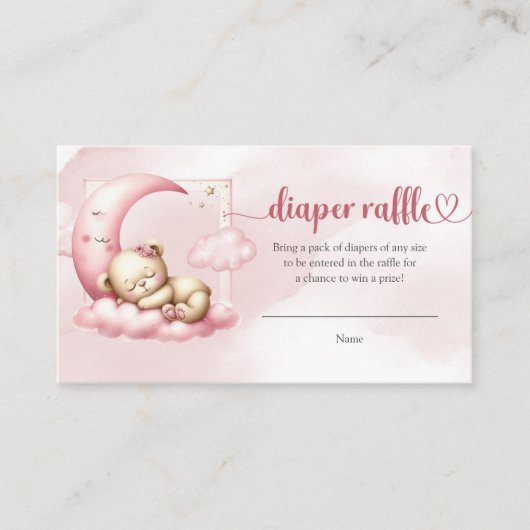 Schattigee slapen teddybeer wolk negen luier loter informatiekaartje (Voorkant)