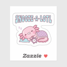 Schattigee slapende axolotl snooze een lolletje gr sticker