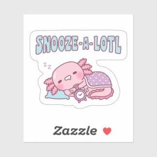 Schattigee slapende axolotl snooze een lolletje gr sticker