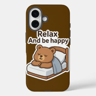 Schattigee slaperige Beer Sticker iPhone 16 Hoesje