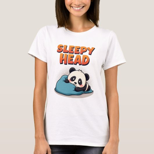 Schattigee Sleepy Panda "Sleepy Head" T-shirt voor (Voorkant)