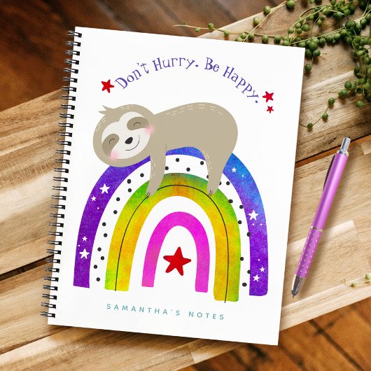 Schattigee Sloth Boho Regenboog Haast je niet Wees Notitieboek