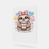 Schattigee Sloth Coffee Lover Shirt - Funny Fueled Acryl Bord (Hoek)