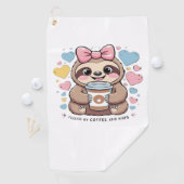 Schattigee Sloth Coffee Lover Shirt - Funny Fueled Golfhanddoek (Insitu)