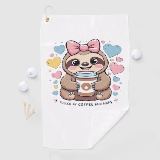 Schattigee Sloth Coffee Lover Shirt - Funny Fueled Golfhanddoek (Insitu)