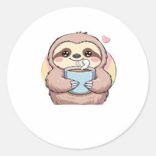 Schattigee Sloth Coffee Lover Shirt � Funny Fueled Ronde Sticker