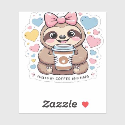 Schattigee Sloth Coffee Lover Shirt - Funny Fueled Sticker (Vel)