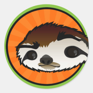 SCHATTIGEE SLOTH GRAFISCHE RONDE STICKERS