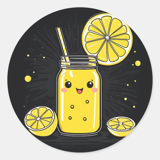 Schattigee Smile Lemonade Ronde Sticker (Voorkant)