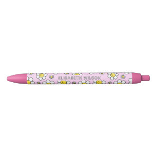 Schattigee Smiley Chamomile Flower Script Naam Mon Zwarte Inkt Pen