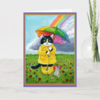 Schattigee smoking kat, muis, regenboog paraplu ve