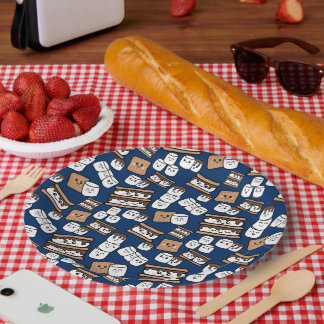 Schattigee Smores Marshmallow Illustratie Papieren Bordje