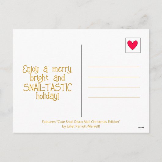 Schattigee Snail Disco Mail Kerstmis Feestdagenkaart (Achterkant)