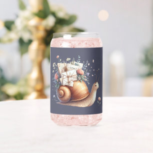 Schattigee Snail Mail Bloemen Pastel Illustratie Blikvorm Glas