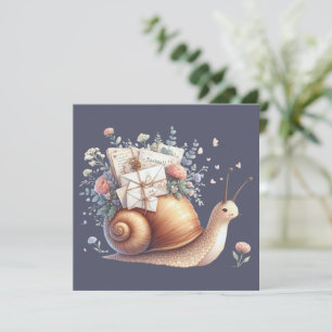 Schattigee Snail Mail Bloemen Pastel Illustratie Kaart