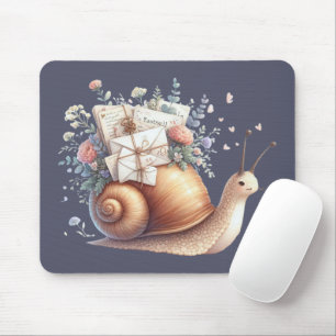 Schattigee Snail Mail Bloemen Pastel Illustratie Muismat
