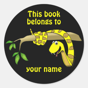 Schattigee Snake in a Tree Reptile Aangepaste Boek Ronde Sticker