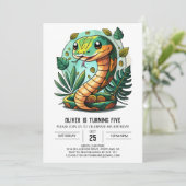 Schattigee Snake Kids Verjaardagsuitnodiging Kaart (Staand voorkant)