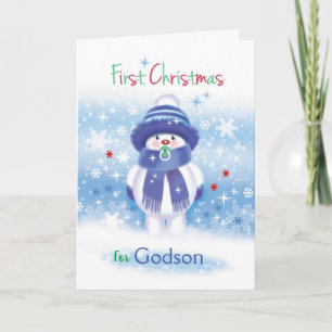 Schattigee sneeuw baby, 1e kerst, Godsonkaart Feestdagen Kaart