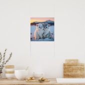 Schattigee sneeuw Kittens Poster (Keuken)