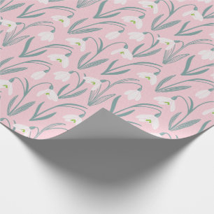 Schattigee Sneeuwklokjes roze Cadeaupapier